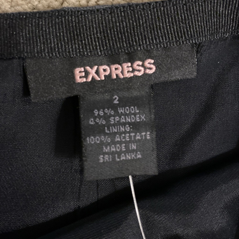 NWT EXPRESS MINI FLARED SKIRT GRAY LINED BACK ZIPPER WOOL SPANDEX SIZE 2 - Picture 11 of 14